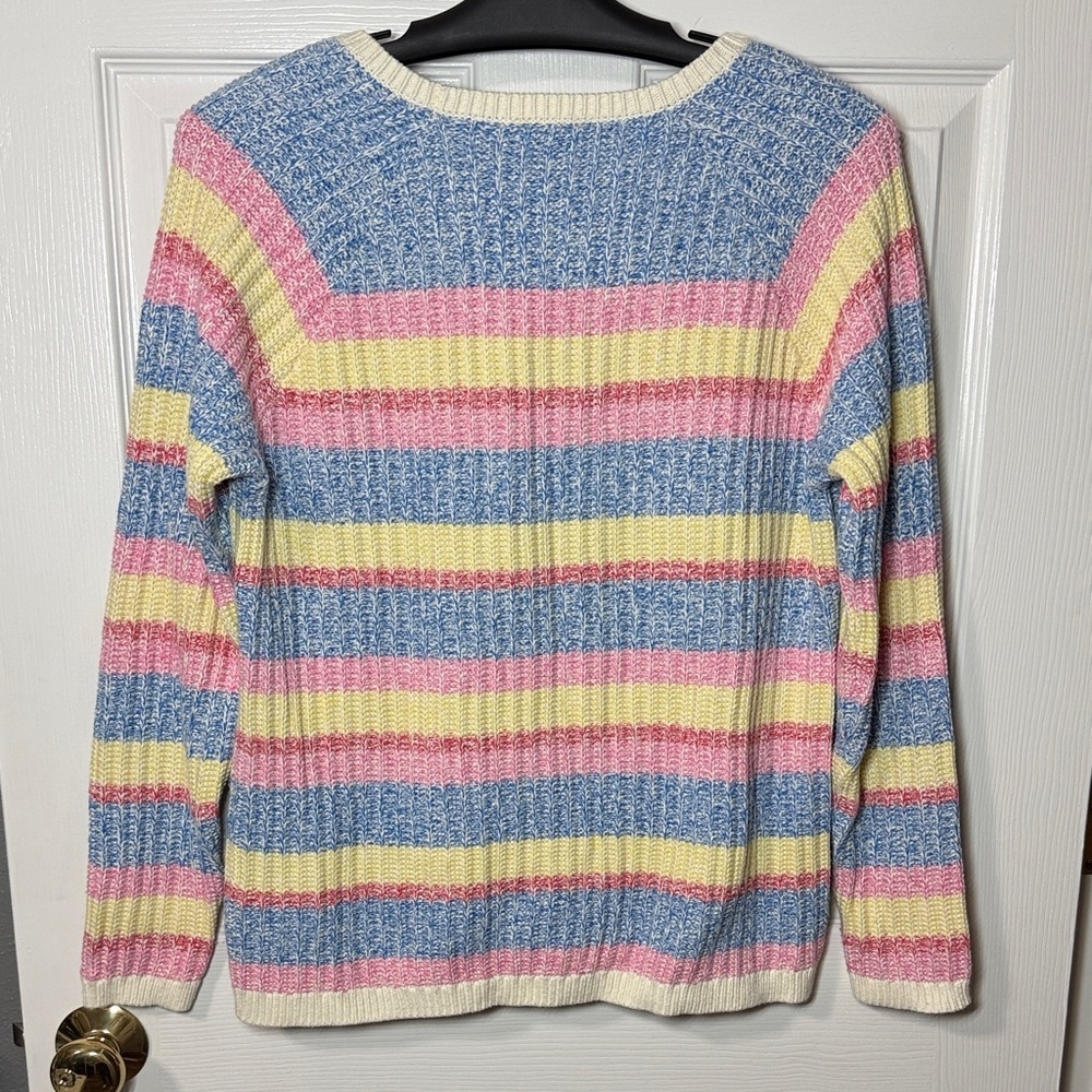 Talbots Pastel Striped Crew Neck Sweater - Picture 7 of 9